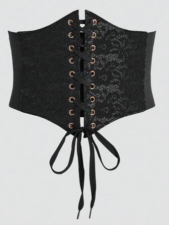 1 件女士文艺复兴风格性感黑色蕾丝腰带，适合万圣节派对或日常通勤装