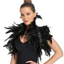 Gothic Feather Shoulder Piece   Swan Costume For Halloween Festivals - Black - View 2