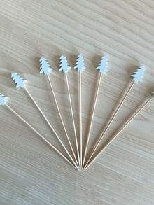 30pcs Colorful Christmas Tree Cocktail Decoration Sticks, Stirring Sticks, Creative Christmas Tree Shape Fruit Decoration Sticks, Baking Cake Decoration Sticks, Food Tasting Toothpicks. For Festivals And Parties Decoration Sticks, Christmas Gifts, Merry Christmas, Party, Birthday Decoration, For Outdoor, Camping - Multicolor - View 2