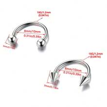 2pcs/Set 16G Horseshoe Nose Ring Stainless Steel Hypoallergenic 18K Gold Plated Black 8mm 10mm For Nose,Lip,Earrings,Septum,Cartilage Piercing,Unisex, Fashion Style,Body Jewelry For Men & Women