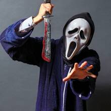 Cuchillo grande y sangriento de plástico tipo alfanje/cimitarra como accesorio o broma para Halloween, con apariencia realista y manchas de sangre, ideal para disfraz, fiesta o casa embrujada, también puede ser un regalo de Navidad - Multicolor - Ver 9