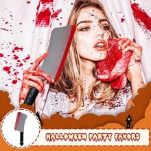 Cuchillo grande y sangriento de plástico tipo alfanje/cimitarra como accesorio o broma para Halloween, con apariencia realista y manchas de sangre, ideal para disfraz, fiesta o casa embrujada, también puede ser un regalo de Navidad - Multicolor - Ver 1