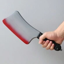 Cuchillo grande y sangriento de plástico tipo alfanje/cimitarra como accesorio o broma para Halloween, con apariencia realista y manchas de sangre, ideal para disfraz, fiesta o casa embrujada, también puede ser un regalo de Navidad - Multicolor - Ver 11