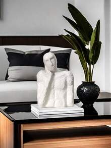 14.6cm北欧单手脸颊支撑树脂仿石膏雕像摆件轻奢客厅设计感装饰抽象半身艺术家 (1件) - 白色 - 查看 2