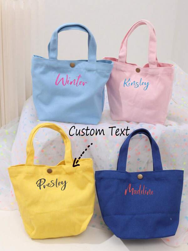 1pc Mini Minimalist Handbag, Fashionable Cute School Style Reusable Canvas Tote Bag With Pockets, Durable Shoulder Bag Letter Versatile,Large Capacity,Functional,Foldable,Practical,All-Purpose Contracted,Minimalist,Kawaii,Vacay Vibes/Vacation,Leisure,Basics Hot Pink,Royal Blue,Green Personalized,Unique,Custom Personalized Gifts For Women,Toiletry Bag Ideal Gifts For Her Girlfriend,Family,Friends,Children,Pink Girls For Anniversaries,For Birthdays,For Holiday/ Vacation,For School,For Outdoors/Outings/Travel/Hiking/Stadium/Sports/Climbing