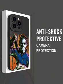 1 pezzo Custodia per telefono nera opaca soft e protettiva con grafica design grafico di mostri horror, regalo personalizzato di per amici, famiglia, se stessi o coppie, compatibile con dispositivi Apple e Samsung - nero - Visualizzare 2