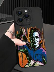 1 pezzo Custodia per telefono nera opaca soft e protettiva con grafica design grafico di mostri horror, regalo personalizzato di per amici, famiglia, se stessi o coppie, compatibile con dispositivi Apple e Samsung - nero - Visualizzare 3