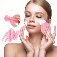 10Pcs 20 Pcs Compressed Face Wash  Wash Face Sponge Clean Face Powder Puff Cleansing Beauty Strip - Pink - View 1