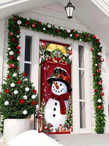1 件圣诞吊旗，带有雪人、红雀鸟和铃铛元素，适用于室内/室外门、墙壁装饰，适合圣诞节家庭聚会派对、圣诞节 - 彩色 - 查看 9