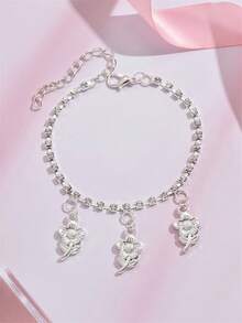 1 件大女孩时尚优雅银色向日葵锆石脚链，配有可调节链条，适合日常佩戴，展现女士优雅魅力，是送给朋友的绝佳生日礼物 - 銀色 - 查看 4