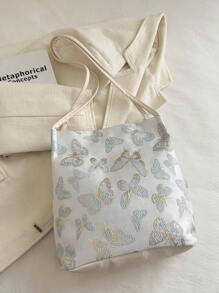 Túi đeo chéo bằng vải bố cổ điển, túi đeo vai tối giản phong cách retro, túi xách/túi tote nữ thường ngày. - Màu xanh lam - Xem 6