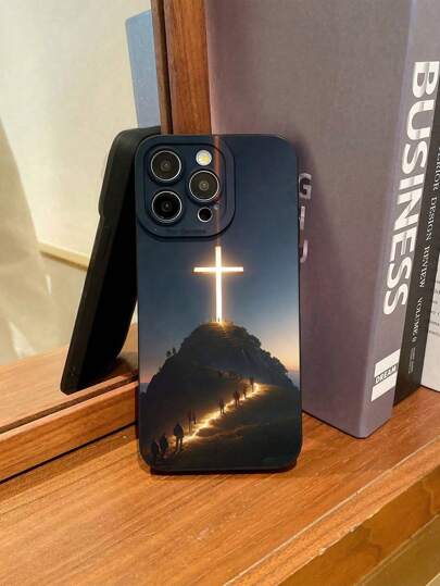 Precision Hole Straight Edge Cross Mountain And Sea Colorful Painted Shockproof Phone Case Compatible With IPhone 14 Pro Max, 13, 13 Pro, 11, XR, 7/8, Compatible With Samsung Galaxy S20 FE, S21, S22, A03s, A03 Core, A04, A12, A13, A14, A21s, A22, A23, A24, A32, A33, A34, A51, A52, A53, A54, A71, A72, A73, Compatible With Xiaomi Compatible With Redmi 9, 9A, 10A, 10C, Note 9, Note 10, Note 11, Note 12, 12, 12C