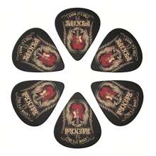 6 件装 0.96 毫米厚吉他拨片，带 PU 外壳，ABS 材质，双面卡通图案印花，适用于尤克里里琴、电吉他、贝斯，音乐爱好者的礼物 - 6片撥片+PU皮套(撥片0.71毫米厚度) - 查看 5