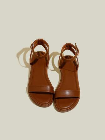 Women Flat Open Toe Strap Sandals, Summer Casual Soft Bottom Beach Shoes