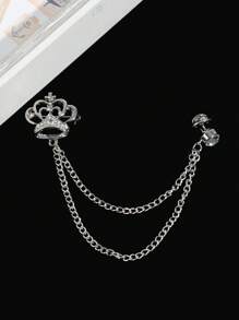 1pc Men's Fashion Gold/Silver Violin Guitar Crown Rhinestone Tassel Decor Musical Theme Brooch Pin For Suit Shirt Jacket Accessory, Party Wear - Multicolor - View 14