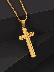 1 Mặt dây chuyền hàn hai lớp chữ thập DIY Cắt vòng cổ tên chữ cái tiếng Anh Vòng cổ cá nhân hóa châu Âu và Mỹ, Vòng cổ thép không gỉ chất lượng cao mạ vàng 18k, bao gồm hộp quà tặng sản phẩm, quà tặng cho bạn trai và bạn gái, gia đình và những người thân yêu, quà tặng ngày lễ tình nhân, ngày lễ Những món quà - Vàng - Xem 6