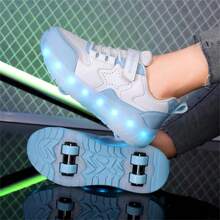 LED Flashing Comfortable In-Line Skates, Quick Gliding Roller Skates, Removable Wheel Casual Sports Shoes, A Great Gift Choice For Holidays - Mint Green - View 2