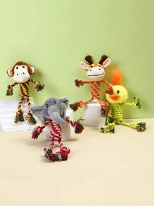 1 件装绳索宠物毛绒咀嚼玩具卡通动物形状狗狗自玩解闷配件，仅供宠物使用 - 彩色 - 查看 7