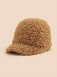 1pc Fashionable Rabbit Fur Brim Baseball Cap, Versatile For Women In Autumn/Winter - Multicolor - View 13