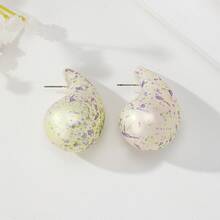 1 对彩色喷漆水滴设计方形耳钉，时尚独特 - 圓形耳環 - 查看 5