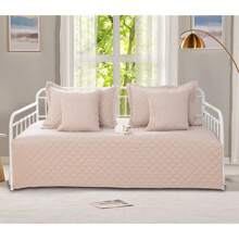 5-Piece Daybed Cover Set,Twin Cozy Daybed Bedding Sets For All Season Double Sided-Quilting Daybed Comforter Bedspread, Geometric Print Day Bed Cover Twin Bed With 4 Pillow Shams,39"X75"