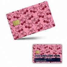 4 piezas Pegatina de tarjeta de crédito con lazo de cereza rosa, vinilo extraplano, impermeable y resistente a arrugas, cubierta extraíble para tarjeta de débito - Multicolor - Ver 1