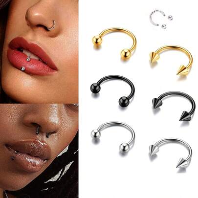 Bộ 2 chiếc khuyên mũi hình móng ngựa 16G bằng thép không gỉ, không gây dị ứng, mạ vàng 18K, màu đen, kích thước 8mm 10mm, dùng cho mũi, môi, khuyên tai, vách ngăn mũi, sụn tai, unisex, phong cách thời trang, trang sức cơ thể cho nam và nữ.