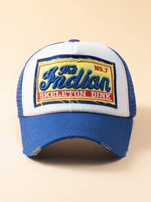 Chapeau De Baseball En Maille Unisexe, Décontracté, Réglable, Avec Lettres Imprimées, Bloc Solaire, Adapté À Un Usage Quotidien, 1 Pièce