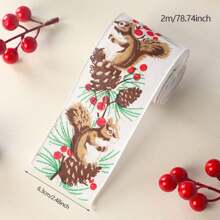 1 Rollo de 2m de Cinta, Rollo de Tela de Lino con Moño de Arpillera, Cinta con Patrón de Copos de Nieve y Borde de Alambre Metálico, para Empaque y Decoración - Multicolor - Ver 14