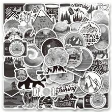60 PCS Black And White Outdoors Stickers Pack | Vinyl Aesthetics Stickers For Scrapbook,Journaling,Laptop,Bumper,Skateboard,Water Bottles,Computer,Phone,Cartoon,Hard Hat,Car Stickers - Grey - View 1