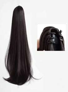 Natural Wavy High Heat Resistant Fiber Ponytail Claw Clip - Brown Black 4# - View 4