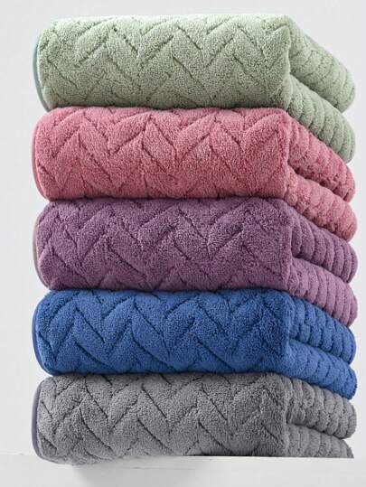 A Wheat Pattern Towel Bath Towel, Modern Simple Polyester Rectangular Knitted Jacquard Details Of Water Absorption Is Not Easy To Shed Soft And Delicate Feel Suitable For The Bathroom Gift Shop