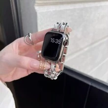 全新 PU 皮革拼接表带，适用于 38mm/40mm/41mm/42mm/44mm/45mm/49mm 手表，时尚手工表带，适用于 SE9/8/7/6/5/4/3/2/1 系列女款 - 銀 - 查看 9