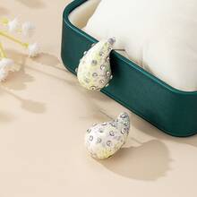 1 对彩色喷漆水滴设计方形耳钉，时尚独特 - 圓形耳環 - 查看 8