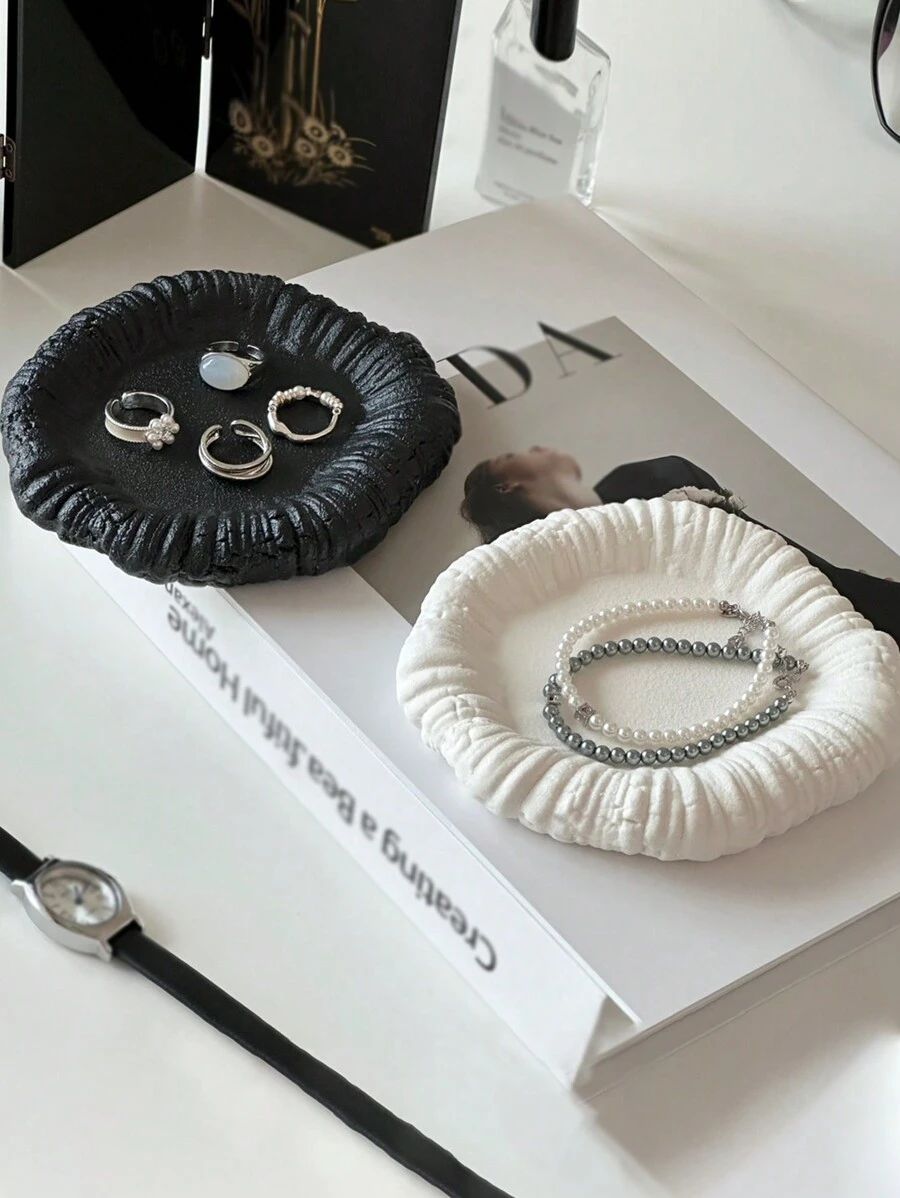 1 pieza Bandeja cerámica creativa para joyería, soporte de exhibición, almacenamiento de entrada, decoración del hogar, soporte artístico para fragancias, vuelta a la escuela - Multicolor - Ver 1