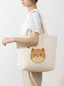 1 pieza Bolsa de lona portátil de gran capacidad, de color beige sólido, adecuada para niñas, estudiantes de secundaria/preparatoria/universidad para la escuela, el camino al trabajo, vacaciones; adecuada para trabajadores de oficina, empleados de cuello blanco para el trabajo, el camino al trabajo, negocios, viajes de vacaciones