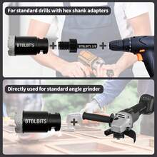 Dry Diamond Core Drill Bit 1 Inch (25mm) 5/8-11 Thread Tile Drill Bits Vacuum Brazed Angle Grinder Diamond Hole Saw For Porcelain Ceramic Granite Marble Brick With 3/8" Hex Shank Drilling - 黑色 - 查看 5