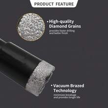 Dry Diamond Core Drill Bit 1 Inch (25mm) 5/8-11 Thread Tile Drill Bits Vacuum Brazed Angle Grinder Diamond Hole Saw For Porcelain Ceramic Granite Marble Brick With 3/8" Hex Shank Drilling - 黑色 - 查看 3
