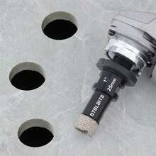 Dry Diamond Core Drill Bit 1 Inch (25mm) 5/8-11 Thread Tile Drill Bits Vacuum Brazed Angle Grinder Diamond Hole Saw For Porcelain Ceramic Granite Marble Brick With 3/8" Hex Shank Drilling - 黑色 - 查看 4