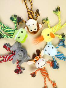 1 件装绳索宠物毛绒咀嚼玩具卡通动物形状狗狗自玩解闷配件，仅供宠物使用 - 彩色 - 查看 19