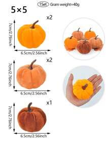 1Set Autumn Artificial Velvet Pumpkin Various Sizes Artificial Flocking Foam Pumpkin Autumn Home Farmhouse Halloween Harvest Festival Thanksgiving Seasonal Holiday Decoration Best Gifts Birthday Home Decor Halloween Decor Room Decor - Yellow Flocked Pumpkin - View 15