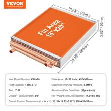 Heat Exchanger Water To Air, 18"X 20" With 3-Row 3/8" Copper Ports, 242 Aluminum Fins Heat Exchanger For Outdoor Wood Furnaces, Residential Heating And Cooling, And Forced Air Heating - 金色 - 查看 7