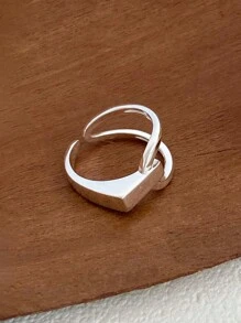 1 件 925 纯银几何线条不对称开口戒指，附赠礼品盒，时尚独特，适合约会、送礼，百搭女性 - 幾何線條開口戒 - 查看 10