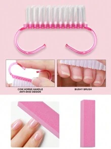 7pcs Manicure Tool Set: Steel Cuticle Pusher, Cuticle Nipper, Nail Brush, Nail File,Nail Supplies,Nail Tools,Nail Art Tools,Back To School,Nails,Nail Tools For Press On Nails - Multicolor - View 4