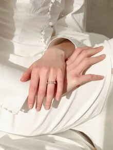 1 件不锈钢全砖锆石戒指 - 玫瑰金 - 查看 6