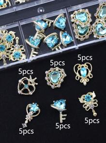 30 Pieces Per Box Of Nail Art Nail Accessories, Three-Dimensional Nail Art Set, Pink, Blue, White, Fairy Stick, Beautiful Girl Series, Sparkling Gemstone Crystal Diy Nail Products Nail Supplies Nails Nail Charms