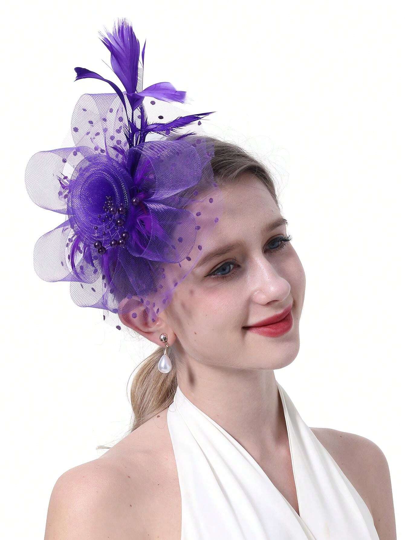 Chapeau Fascinateur Pour Femme - Style Vintage à Fleurs Beige - Diamètre 22 Cm - Pour Thé, Mariage, événements élégants