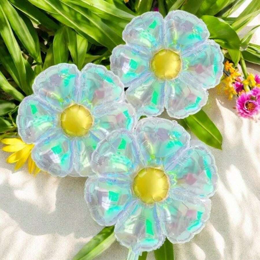 10 Globos con diseño de flor tornasol, paquete de globos, calidad helio, globos para fiestas, margarita iridiscente, decoración para fiestas - 5pz - Ver 1