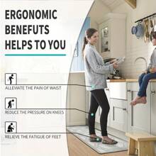 1 件装硅胶垫厨房地板地毯四季硅胶垫，灰色天然大理石纹，舒适柔软，可缓冲和减轻疲劳，吸水防滑快干耐磨，适用于厨房/餐厅/洗衣房/书房/走廊/浴室/入口