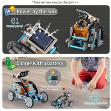 HENGPHY 12-In-1 Stem Solar Robot Kit Toys For Kids 8 9 10 11 12 13 Years Old, Educational Building Gear Toy With 190 Pieces, Science Experiment Set For Kids Boys Girls Christmas Birthday Gifts - 彩色 - 查看 3